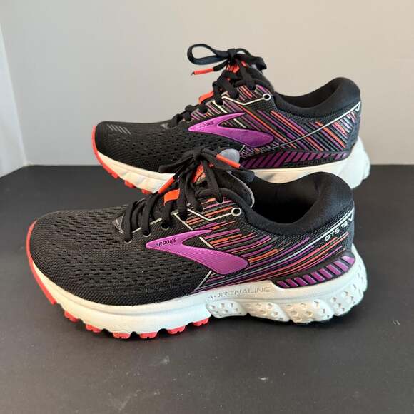 Brooks Shoes - Brooks Adrenaline GTS 19 Women's Running Shoes Black Purple Size 7